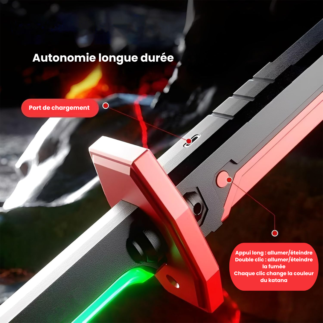 Katana LED Hikarion – Épée lumineuse avec étincelles et fumée
